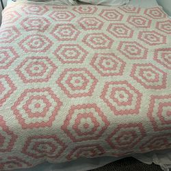 Vintage Grandma Quilt! Pink And White approx. W
