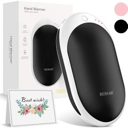 BESKAR Rechargeable Hand Warmers -7800 mAh Super Electric USB Hand Warmer, Reusable Pocket Portable, Long-lasting Warming for Camping, Outdoor Sports