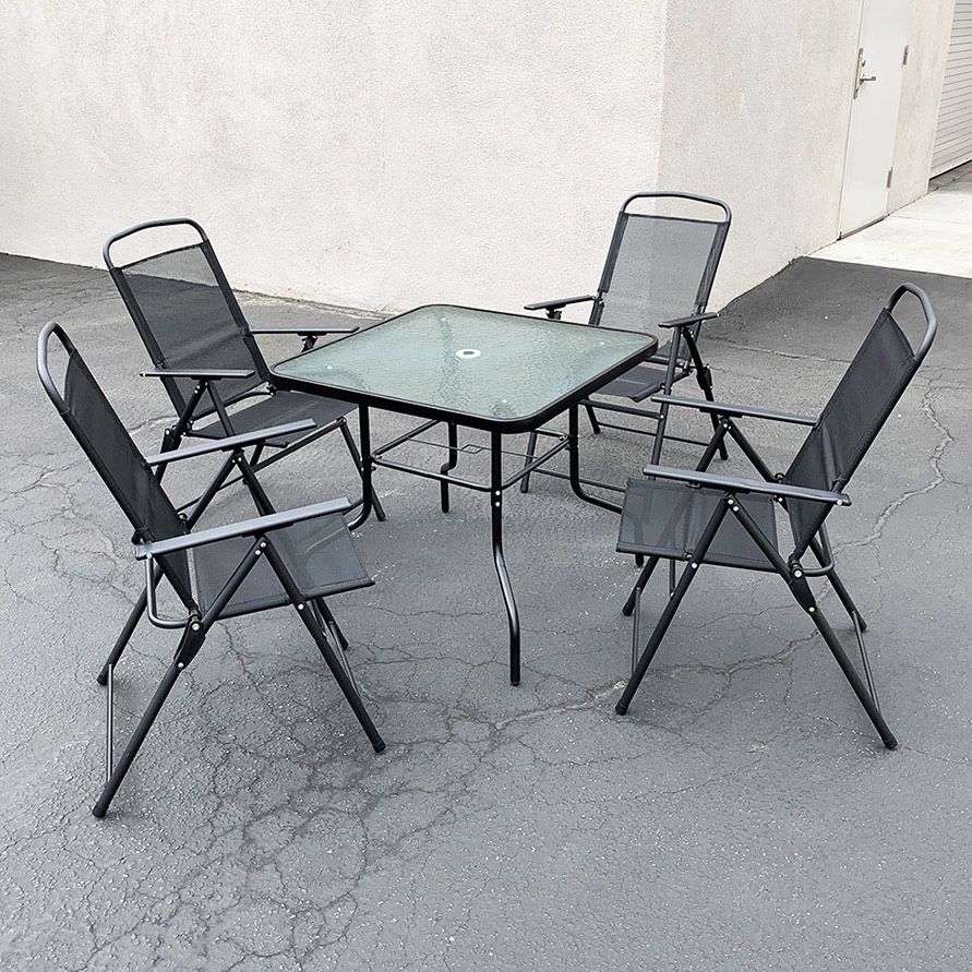 Brand New $100 Patio 5pcs Dining Set with 32x32” Table and 4pc Folding Chairs, Outdoor Furniture,All Products : American Fashion Style Bags On Sale