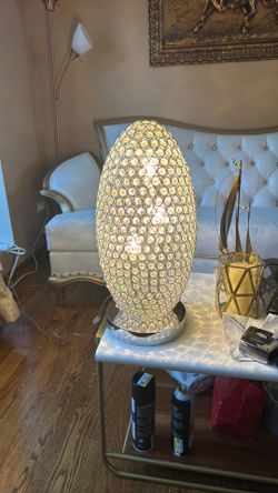 Anthony California 21" Crystal Egg Table Lamp Chrome Bright Life M1805 BEAUTIFUL