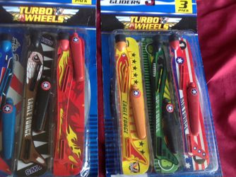 Plastic Glitter 3 Pack with Rubber Band Launchers 9 inch Wind Span