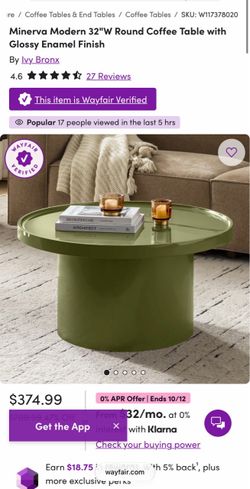Brand new! Never used! Ivy Bronx Minerva Modern Round Coffee Table Green
