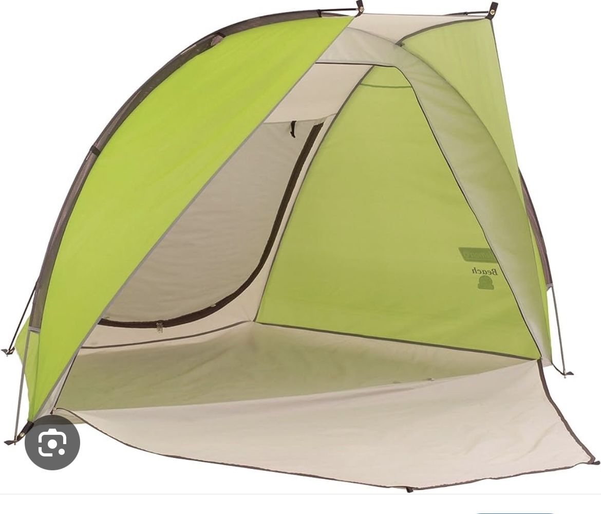 Coleman Beach Shade Canopy Tent, Lightweight & Portable Beach Shade Sets Up in 5 Minutes, UPF 50+ Sun Protection includes GREEN •7ft 6 in X 4ft 5 in