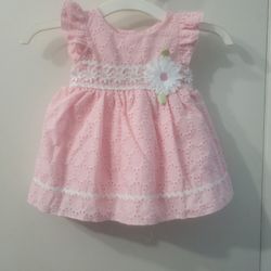 Pink Spring  Eyelet Dress 12 Mo