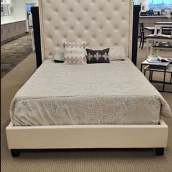 New Queen Size Leather Pearl Bed With Mattress And Box Spring Including Free Delivery