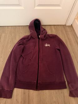 thrifted stussy girls boomin system purple zip up hoodie