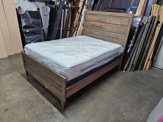 Full Rustic Brown Bed Frame with Headboard