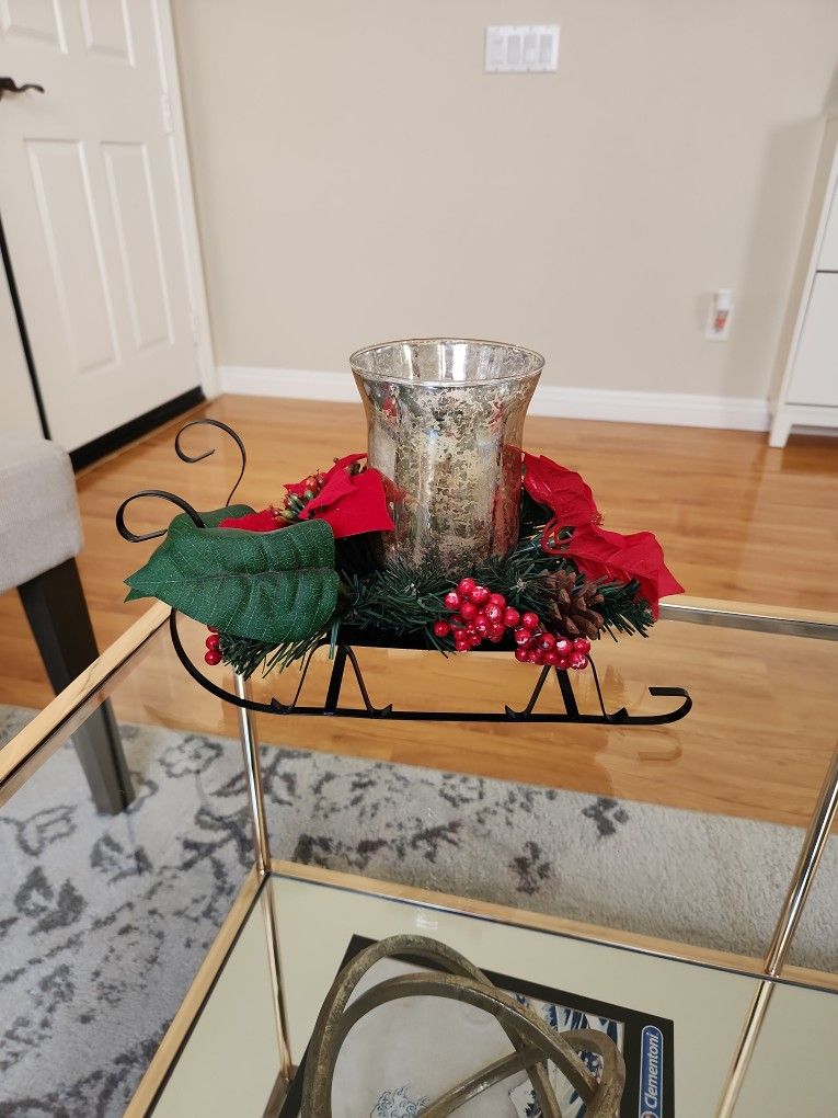 Poinsettia Candle Holder For Table Decor