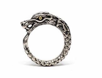 925 Sterling Silver Dragon Ouroboros Ring Serpent Snake Statement  Size 8