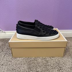 MICHAEL KORS KEATON LEATHER SLIP ON SNEAKERS