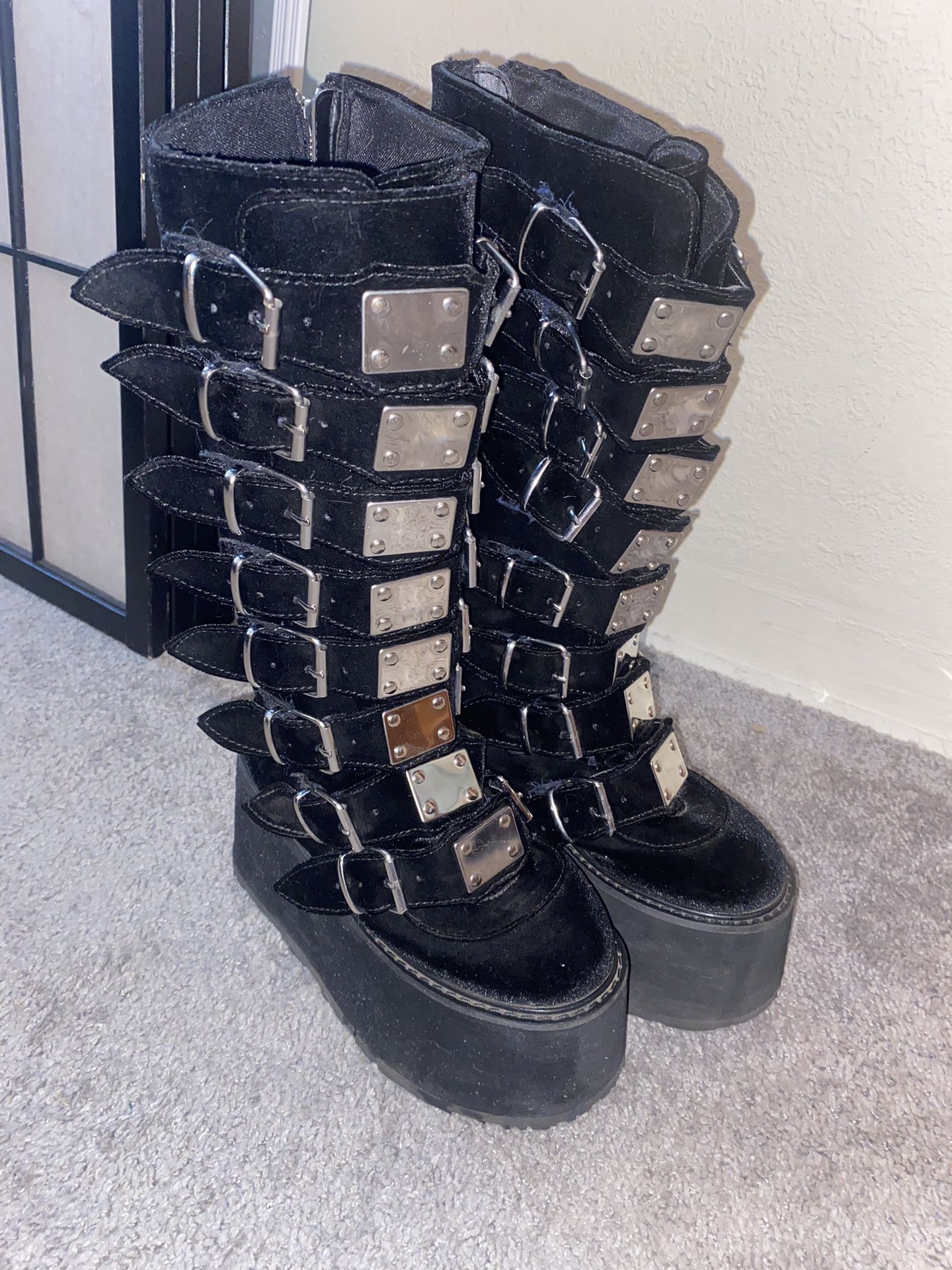 black velvet demonia platform boots