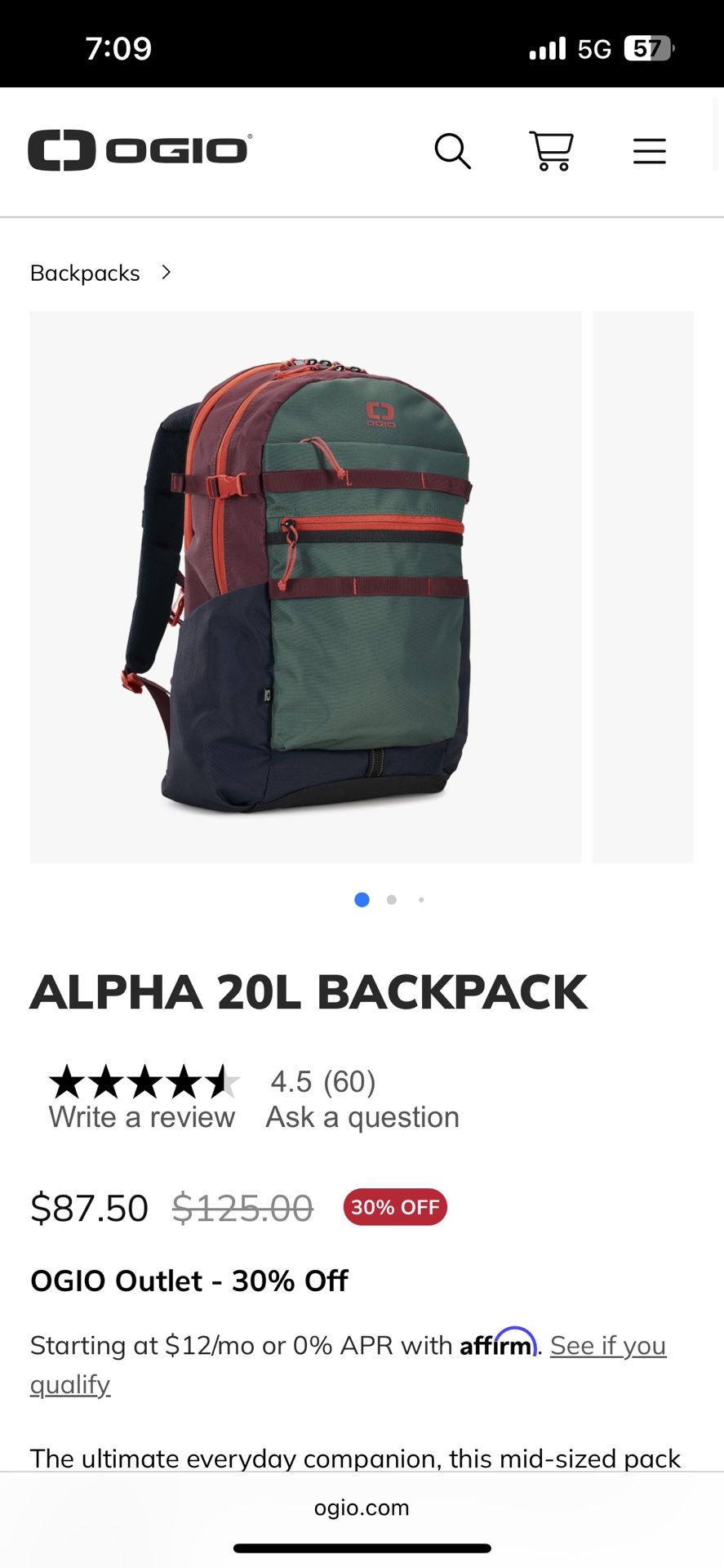 Alpha Ogio backpack brand new