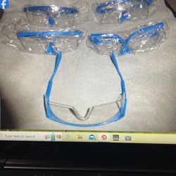 NEW 5 Lot Blue Goggles Clear Plastic V-Modest Light Weight Use Sold w Mini Chainsaws