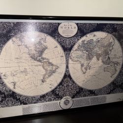Map Of the World Picture Includes Frame 