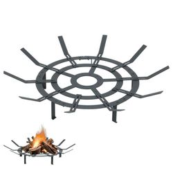 31" Round Adjustable Fire Pit Grate, Heavy Duty Burning Log Grate for Outdoor Campfire, Hearth Wood Stove, and Camping, Black