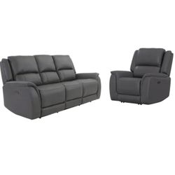 Rockwell Leather Reclining Sofa and Chair