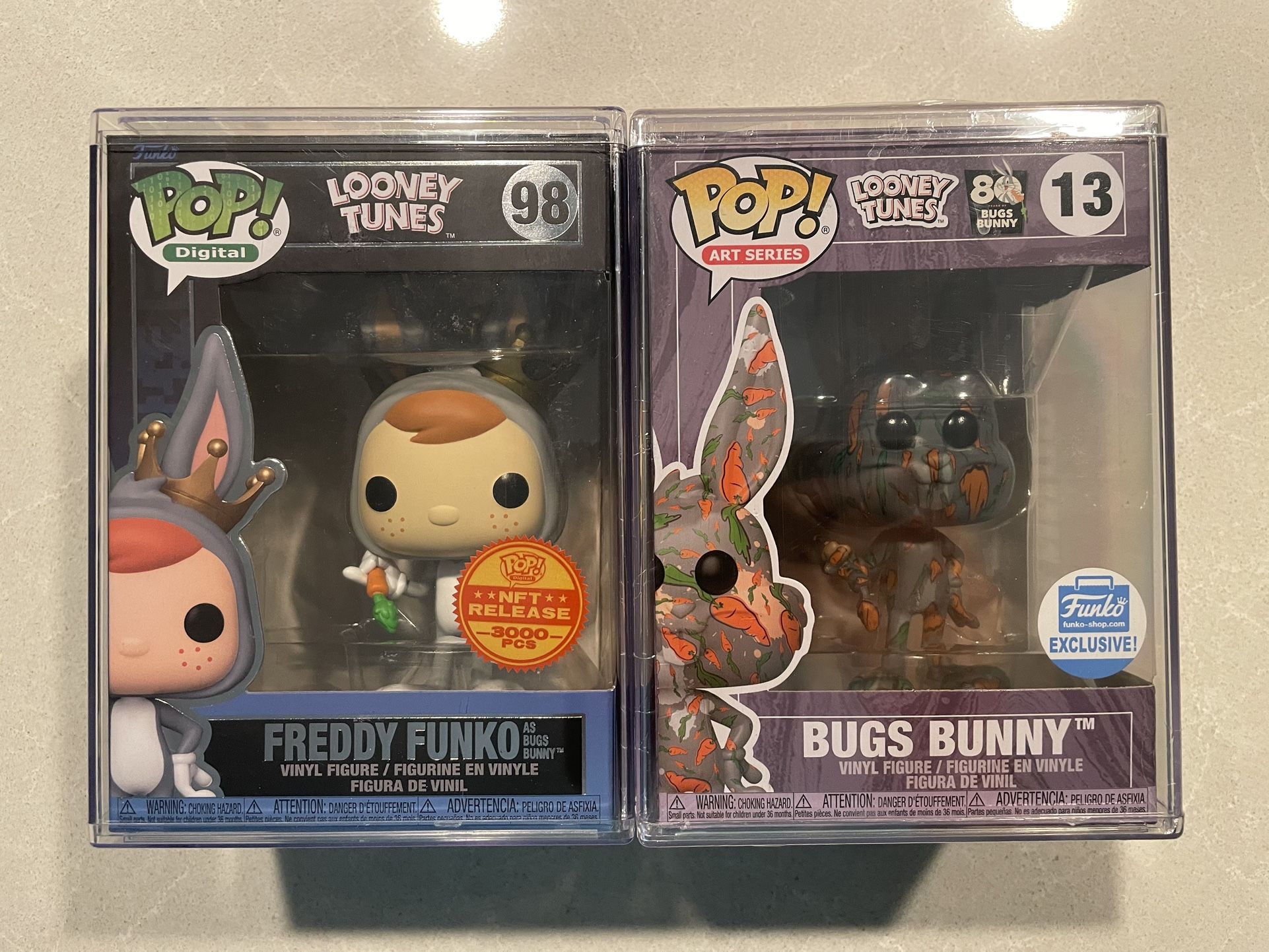 Freddy Funko as Bugs Bunny Art Series Funko Pop Set *MINT* Shop Exclusive NFT LE3000 Looney Tunes 80 Years 13 98 hard Stack Case protector Animation