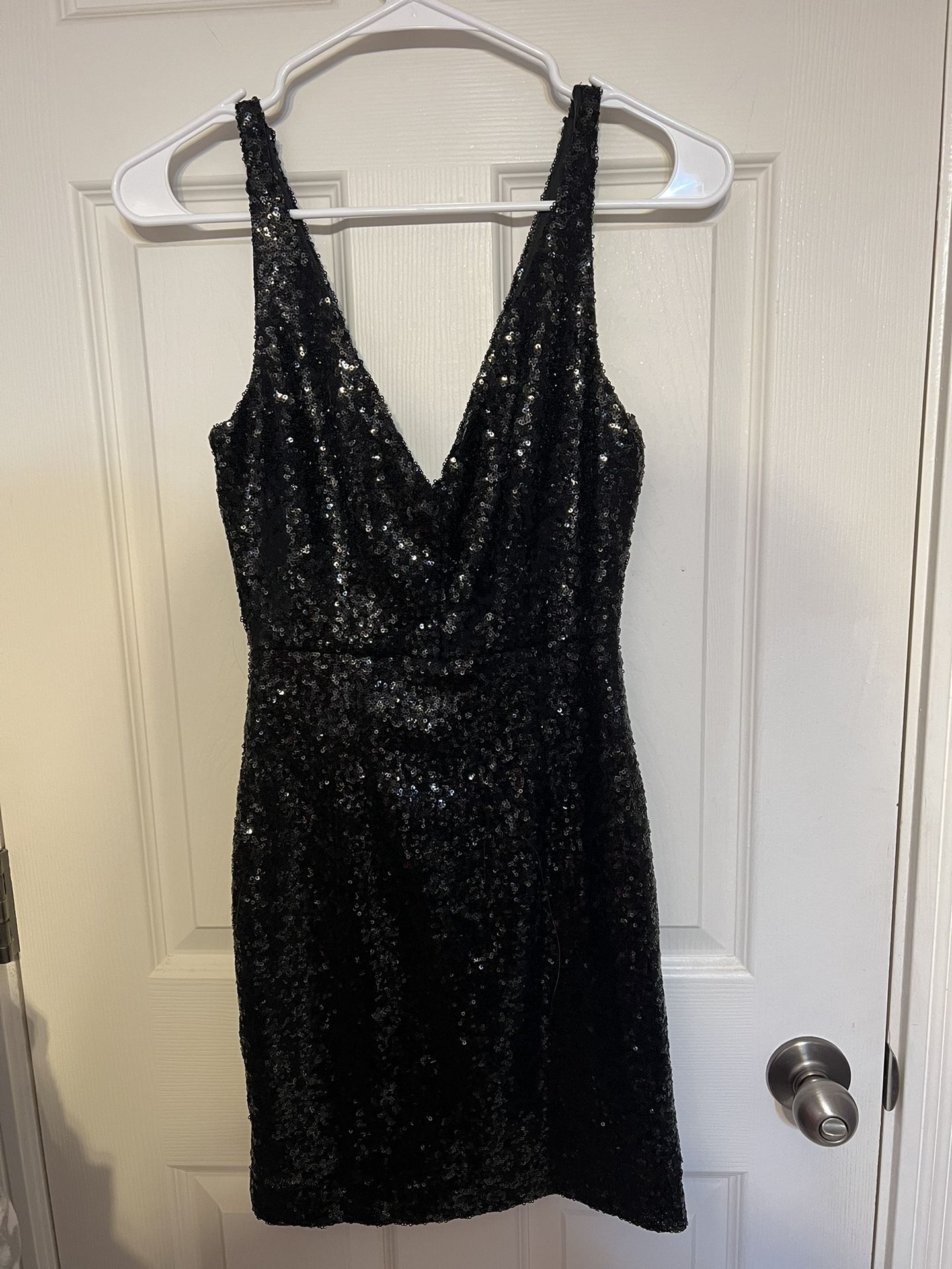 Womens Black Sequin Lulus Mini Dress