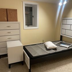 Nightstand & Twin Bed Frame + Box Spring