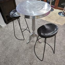 Tall Table And Two Bar Stools 