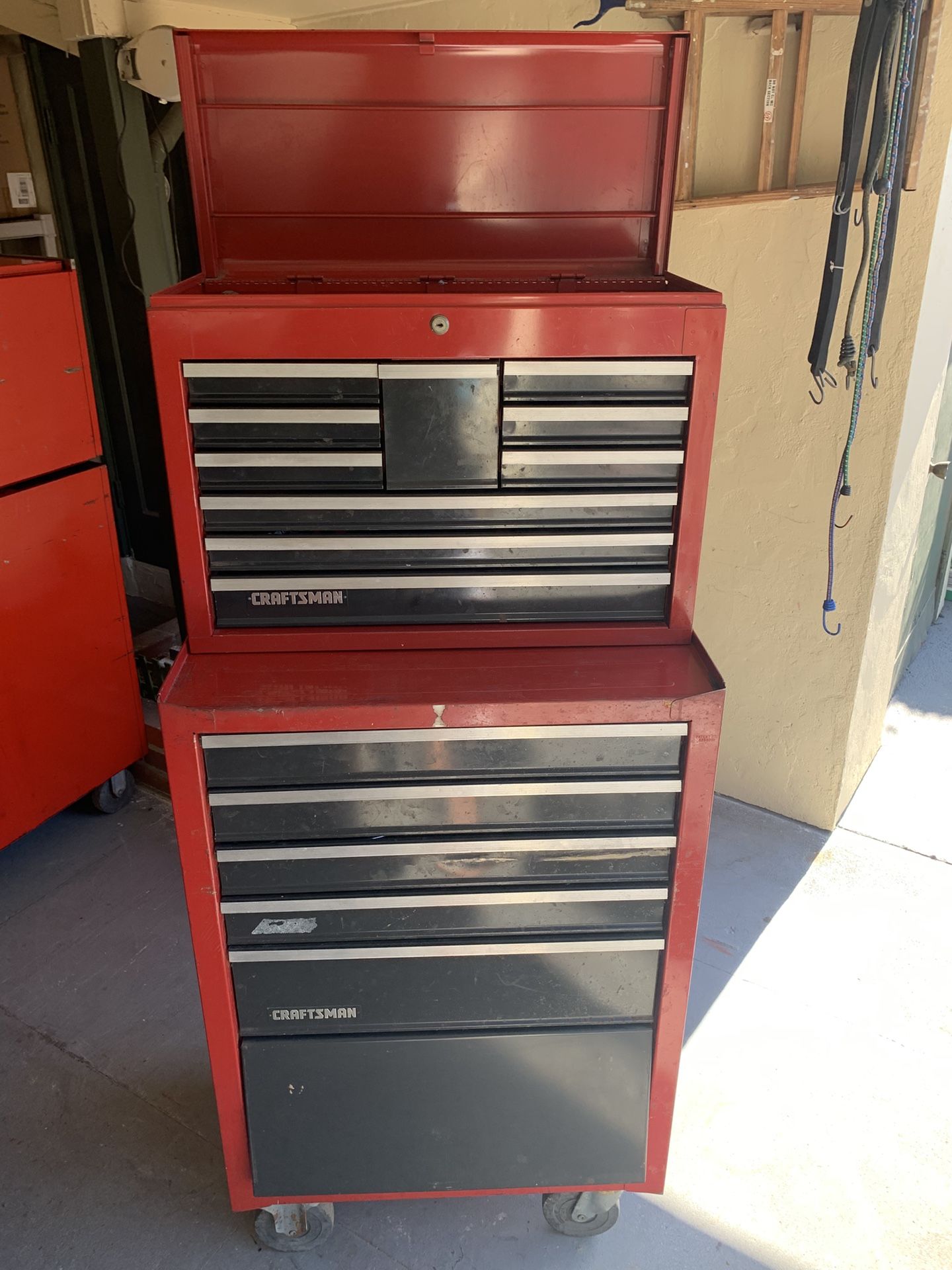 Vintage craftsman’s combo toolbox loaded with tools