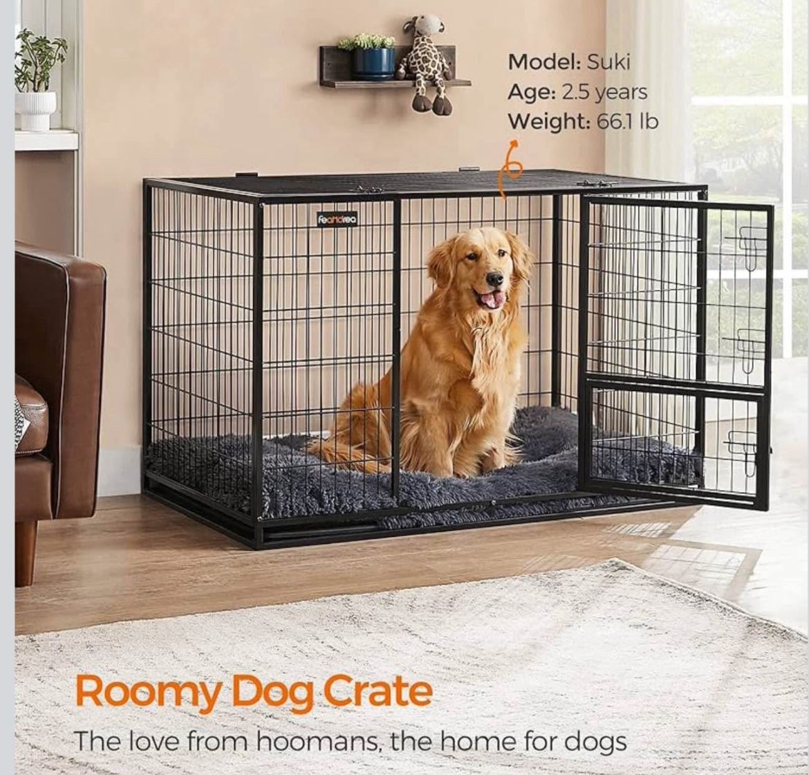 Heavy-Duty Dog Crate, Metal Dog Kennel and Cage with Removable Tray, XXL for Large Dogs, 48 x 29.3 x 31.7 Inches, Black UPPD003B01