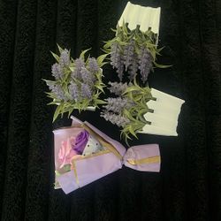 3 Purple Decor Flower Pots With Extra Rose Piece 