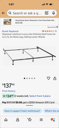 Industrial mattress frame Fits mattresses from: 38 1/2 (single) up to 76” (California King) Casters Locking connections Headboard mount