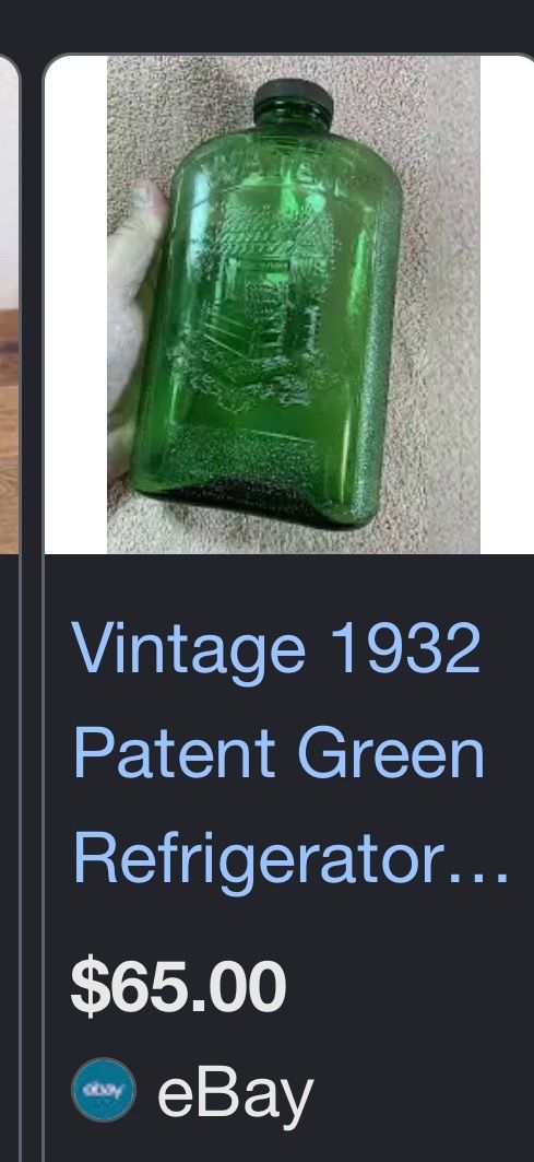 Vintage 1932 Green glass water bottle !