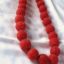 Vintage   Deep  Red Designer  Beads Excellent   20 inches 