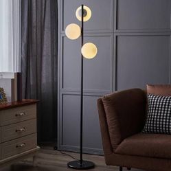 🩷Tree Floor Lamp with 3 Adjustable Rotating Lights and Matching LED Bulbs, Standing Tall Pole Lamps for Living Room, Bedroom, Home, Office - Black🩷 