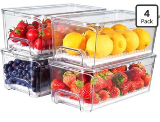 Brippo 4-Pack Refrigerator Drawer Organizer Bins