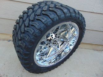 4 New 22X12 Chrome Rims & LT 33 14.50 22 TIS M/T Tires 8X170 -44MM Offset