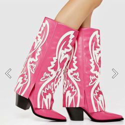 Azalea Wang Pink Cowboy Boots 