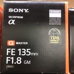 Sony FE 135mm F/1.8 GM Lens Brand New