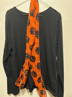 Black Long Sleeve Shirt with Halloween Scarf