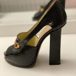 Pollini Italian High Heels, Genuine Leather (Inside And Outside), Size EU 37 (US 7-7.5)