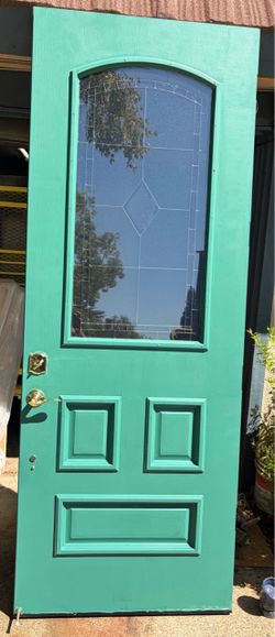 Exterior Door with Leaded Glass Window