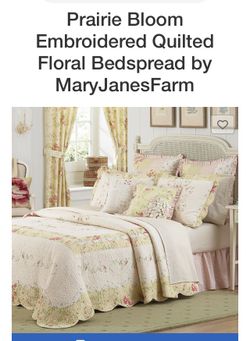 New !! MARY JANE’S FARM Bedspread Queen 100% Cotton EMBROIDERED 