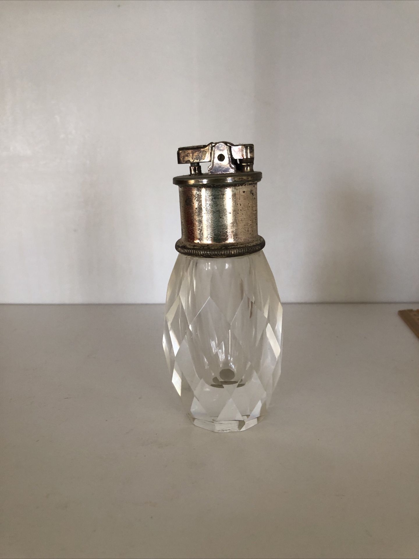 Vintage Crystal Cut Table Lighter 