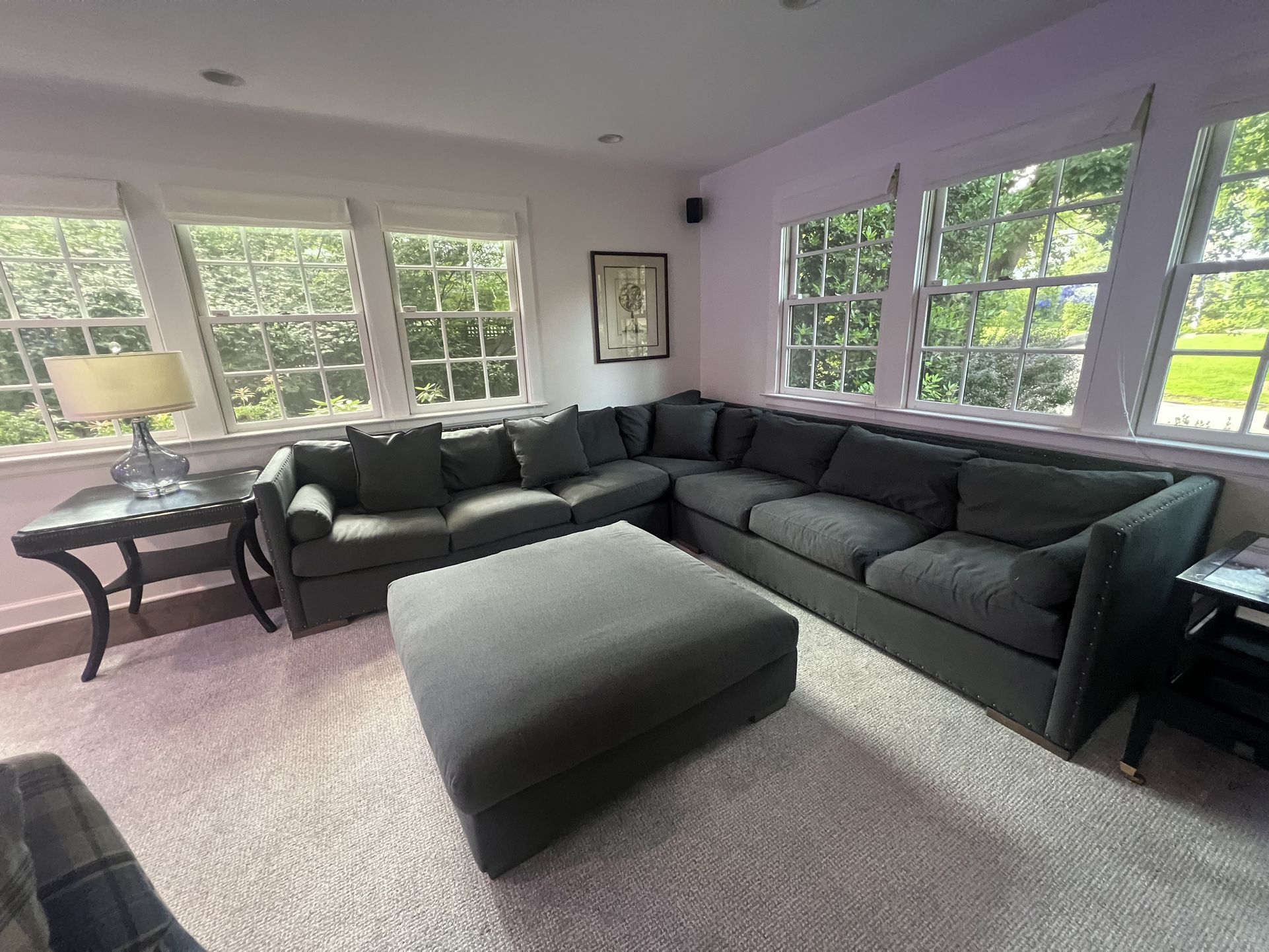 3 Piece Sectional and Ottoman from Vanguard in Excellent Condition