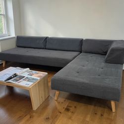 Dark Grey West Elm Sectional Couch 
