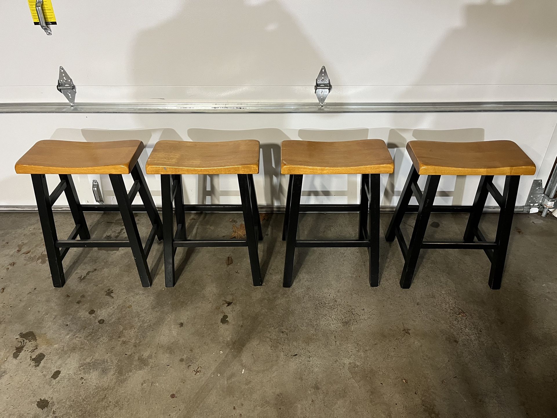 Four Wooden Counter Height Bar Stools