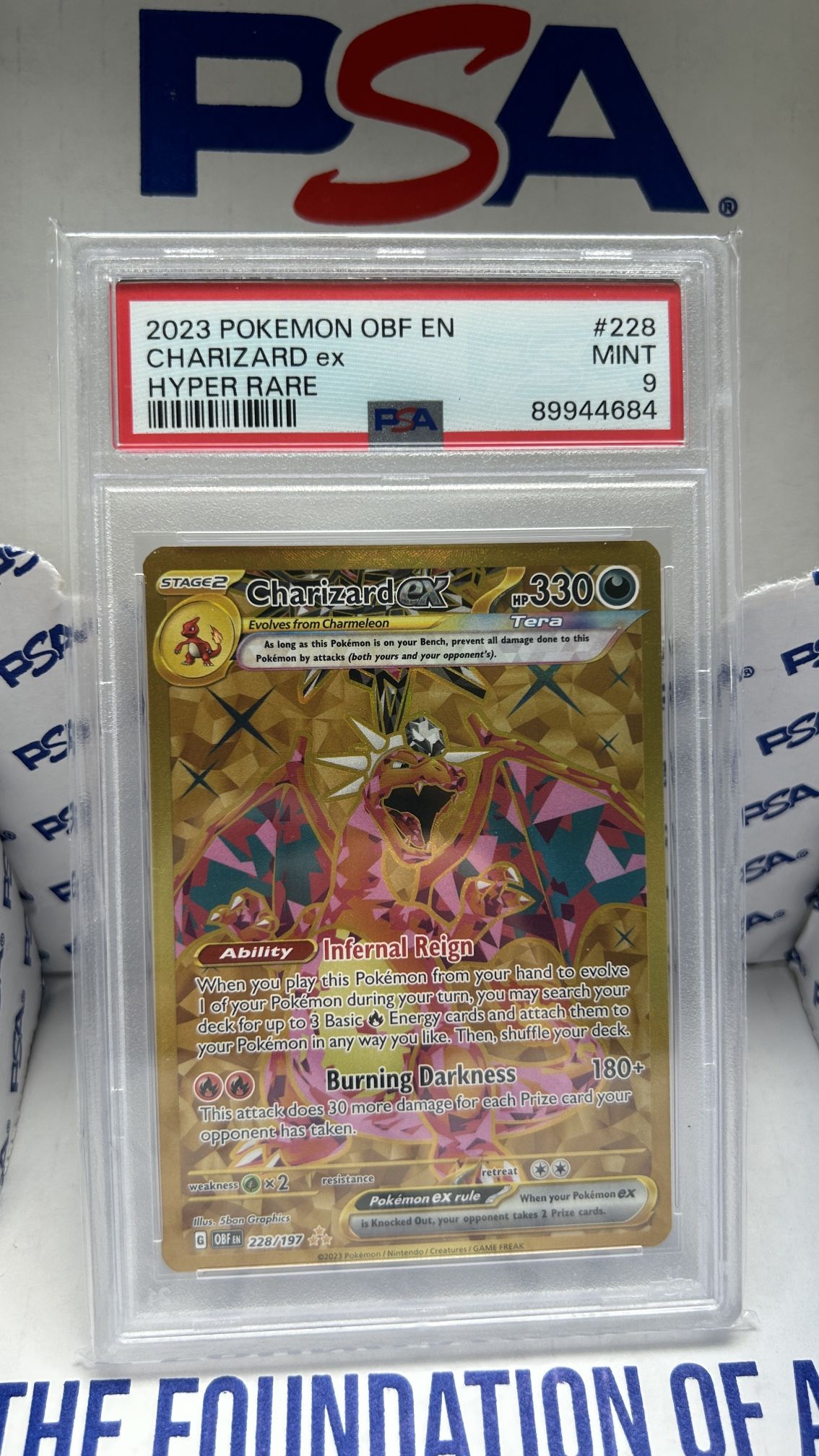 2023 Pokemon Obsidian flames EN Charizard EX Hyper Rare #228/197 PSA 9 Mint