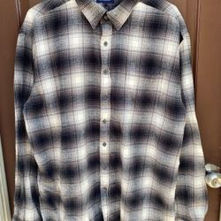  Long Sleeves Flannel Plaid Shirt XL.