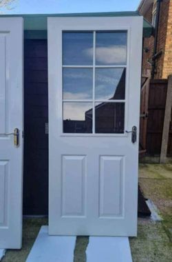 White Half-Glazed Internal Door with Handle