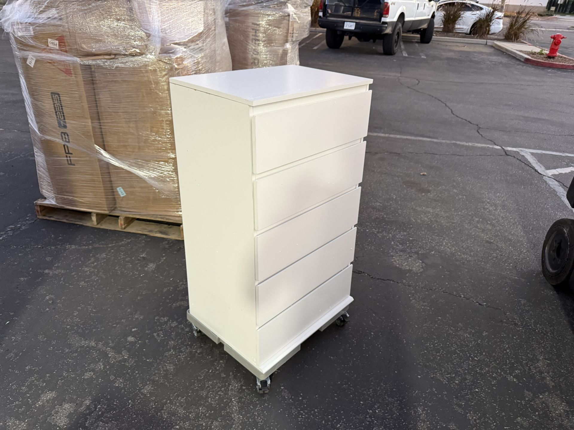 White 5-Drawer Rolling Storage Cabinet – New (Light Scratches)