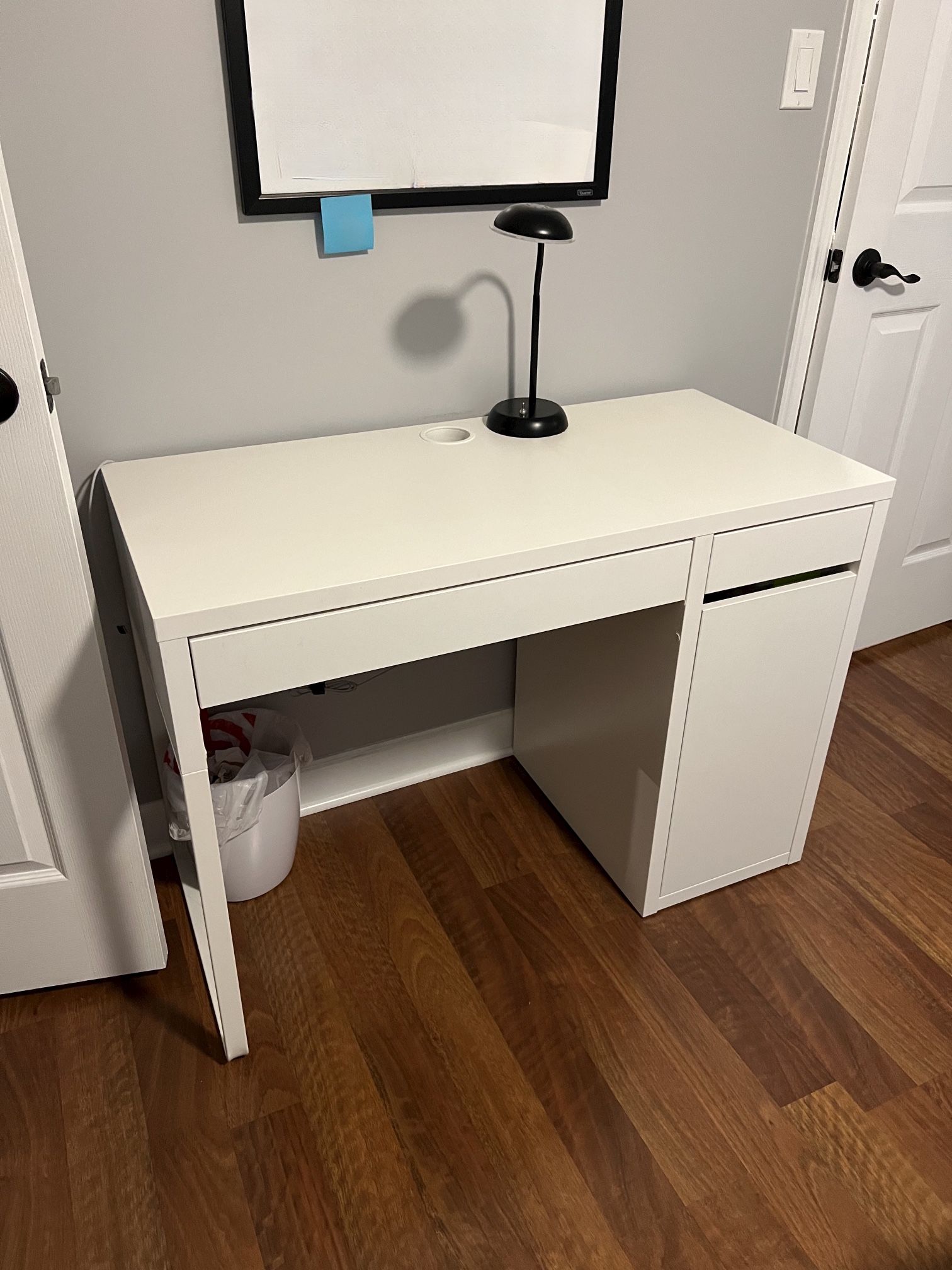 IKEA White Office Desk with Cabinet and Drawer