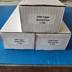 (3) 1990 Topps Baseball Card Complete Sets