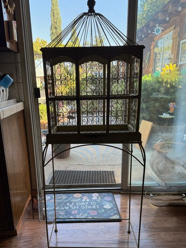 Decorated Birdcage As A Decoration With A Stand